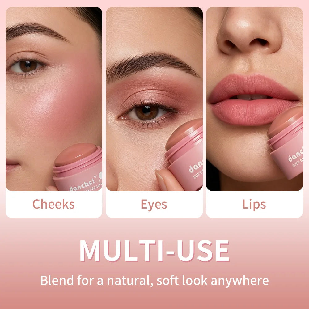 Soft Cream Blush Makeup Long-Wearing Smooth Creamy Texture Pigmented Multi-Use Blushes for Cheek Lips Eyes Cosmetics Natural Fin