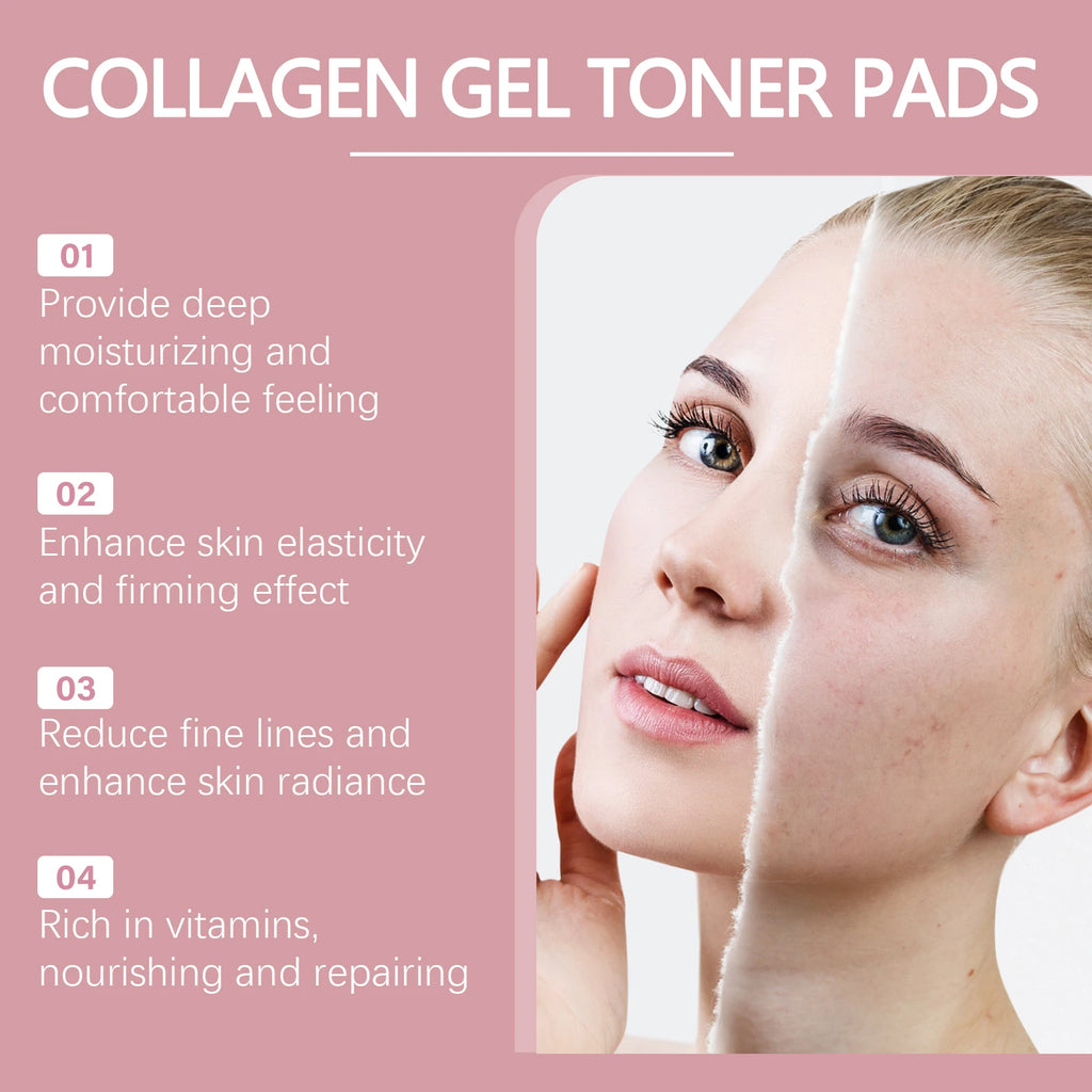 Collagen Hyaluronic Acid Cottons Pads Hydrate Brightening Improve Skins Elasticity Shrink Pores Fade Fine Lines Serum Cotton Pad