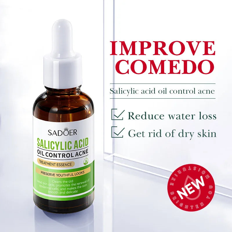 30ml SADOER Niacinamide Salicylic Acid Face Serum Facial Firming Moisturizing Essence Hydrating Pore Skin Care Acne Prone