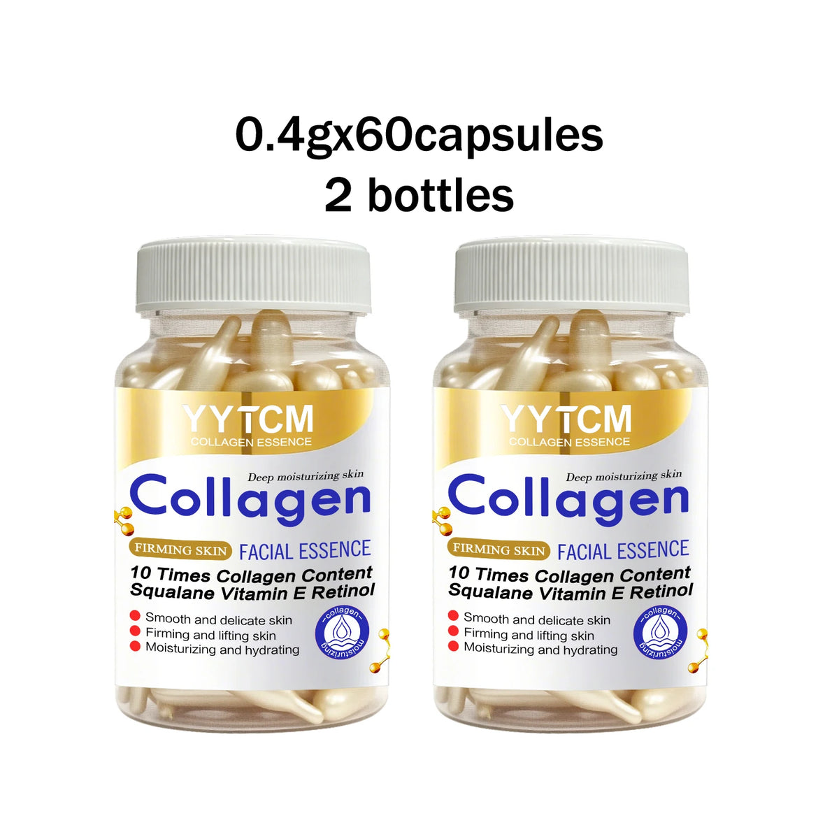 Collagen Firming Capsule Serum, moisturizes and hydrates for smooth skin, contains plant-based squalane, retinol, and vitamin E for deep hydration (0.4g x 30 capsules)/bag - 1 bag