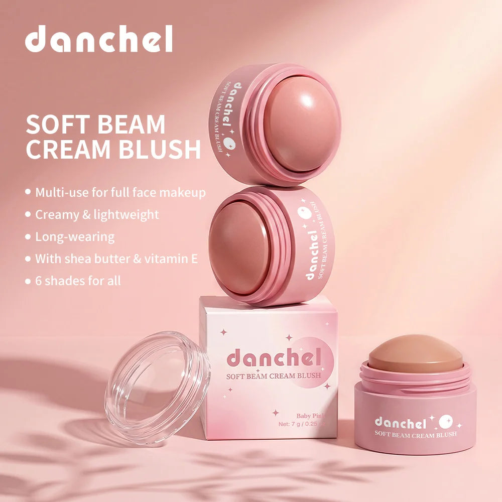 Soft Cream Blush Makeup Long-Wearing Smooth Creamy Texture Pigmented Multi-Use Blushes for Cheek Lips Eyes Cosmetics Natural Fin