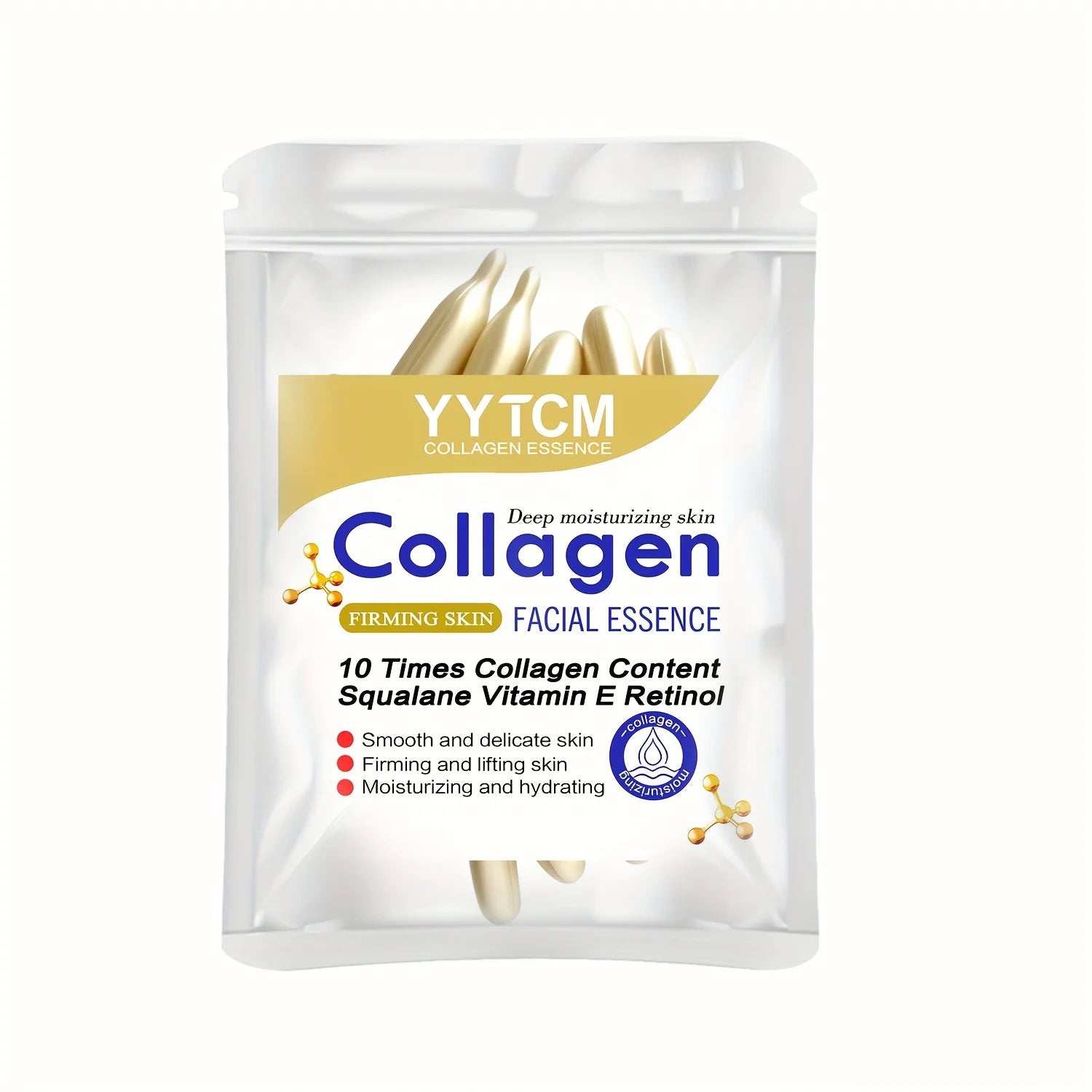 Collagen Firming Capsule Serum, moisturizes and hydrates for smooth skin, contains plant-based squalane, retinol, and vitamin E for deep hydration (0.4g x 30 capsules)/bag - 1 bag