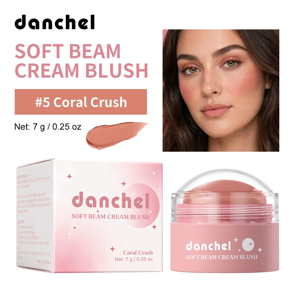 Soft Cream Blush Makeup Long-Wearing Smooth Creamy Texture Pigmented Multi-Use Blushes for Cheek Lips Eyes Cosmetics Natural Fin