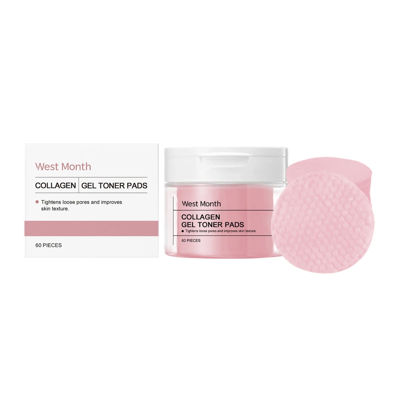 Collagen Hyaluronic Acid Cottons Pads Hydrate Brightening Improve Skins Elasticity Shrink Pores Fade Fine Lines Serum Cotton Pad