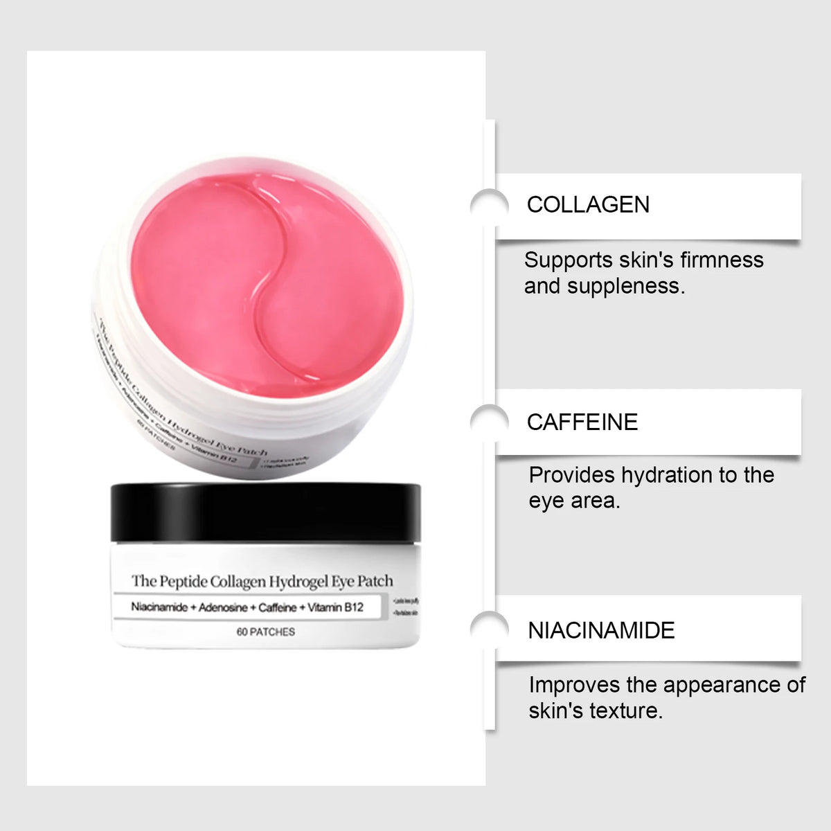 Peptide Collagen Hydrogel Eye Patch Reduce Wrinkles Dark Circles With Copper Peptide Niacinamide Firming Hydrating Gel Eye Pads