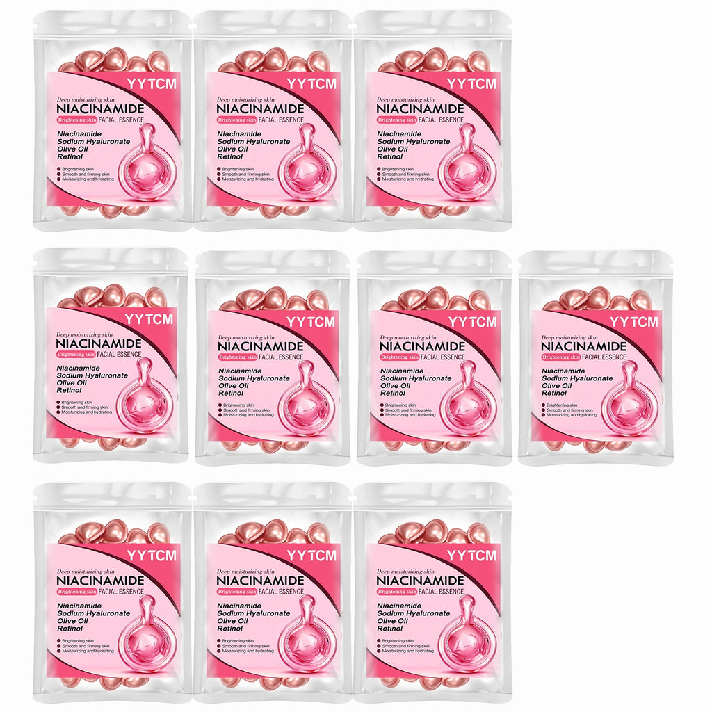 Niacinamide Facial Essence Capsules, Containing Retinol, Olive Fruit Oil, Gardenia Extract, Brighten Skin Tone, Moisturize and Hydrate, Smooth and Refine Skin (0.5Gx30 Capsules)/Bag-1 Bag