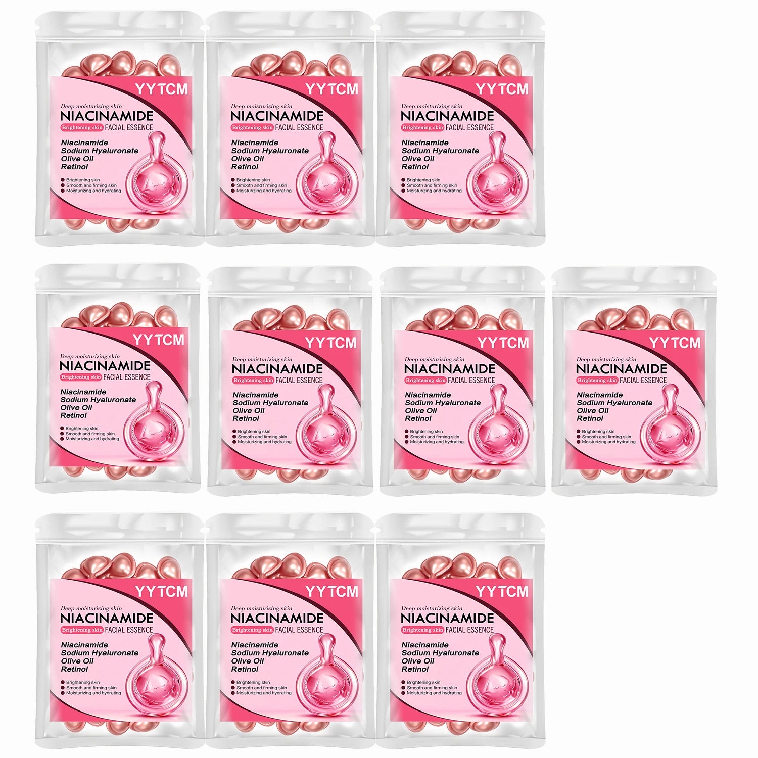 Niacinamide Facial Essence Capsules, Containing Retinol, Olive Fruit Oil, Gardenia Extract, Brighten Skin Tone, Moisturize and Hydrate, Smooth and Refine Skin (0.5Gx30 Capsules)/Bag-1 Bag