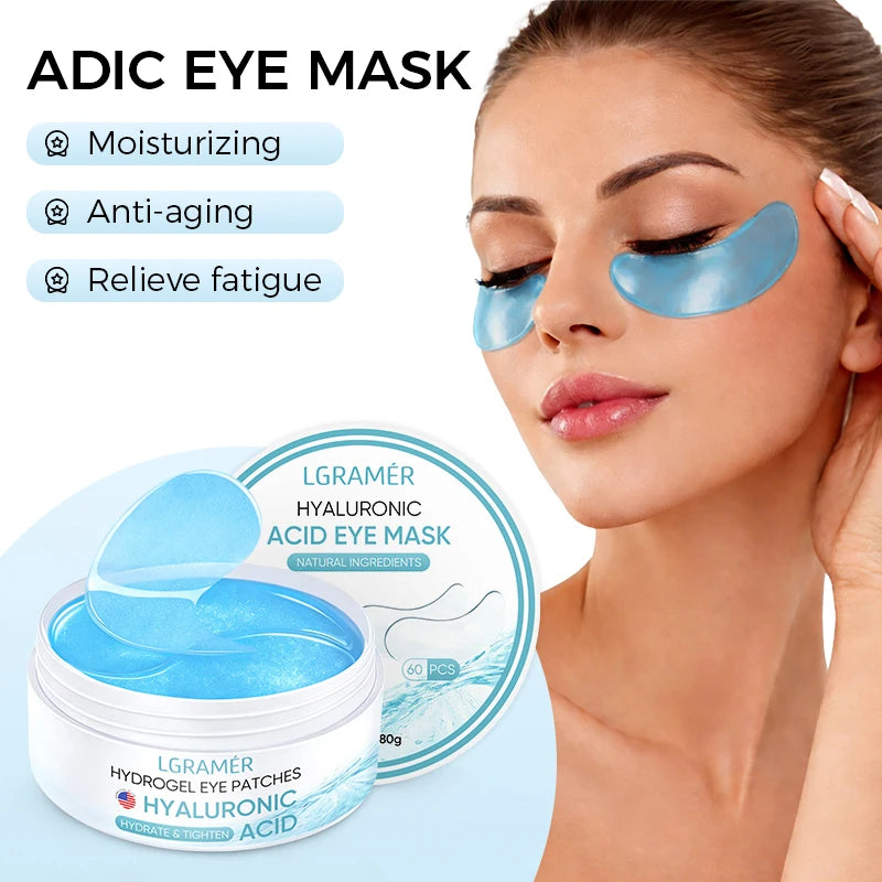 60PCS Collagen Gel Eye Patches with Hyaluronic Acid, Hydrating Under Eye Mask for Puffy Eyes, Dark Circles, Eye Bags & Fine Line