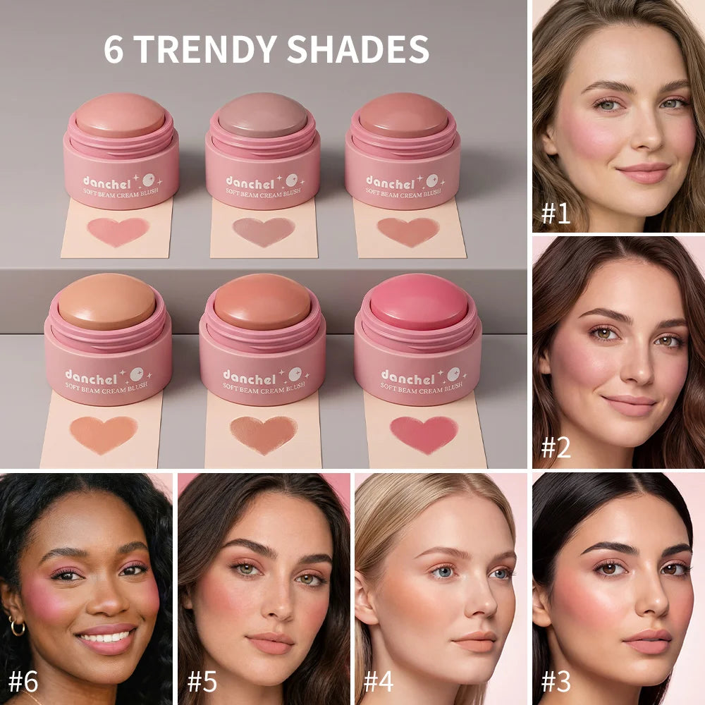 Soft Cream Blush Makeup Long-Wearing Smooth Creamy Texture Pigmented Multi-Use Blushes for Cheek Lips Eyes Cosmetics Natural Fin