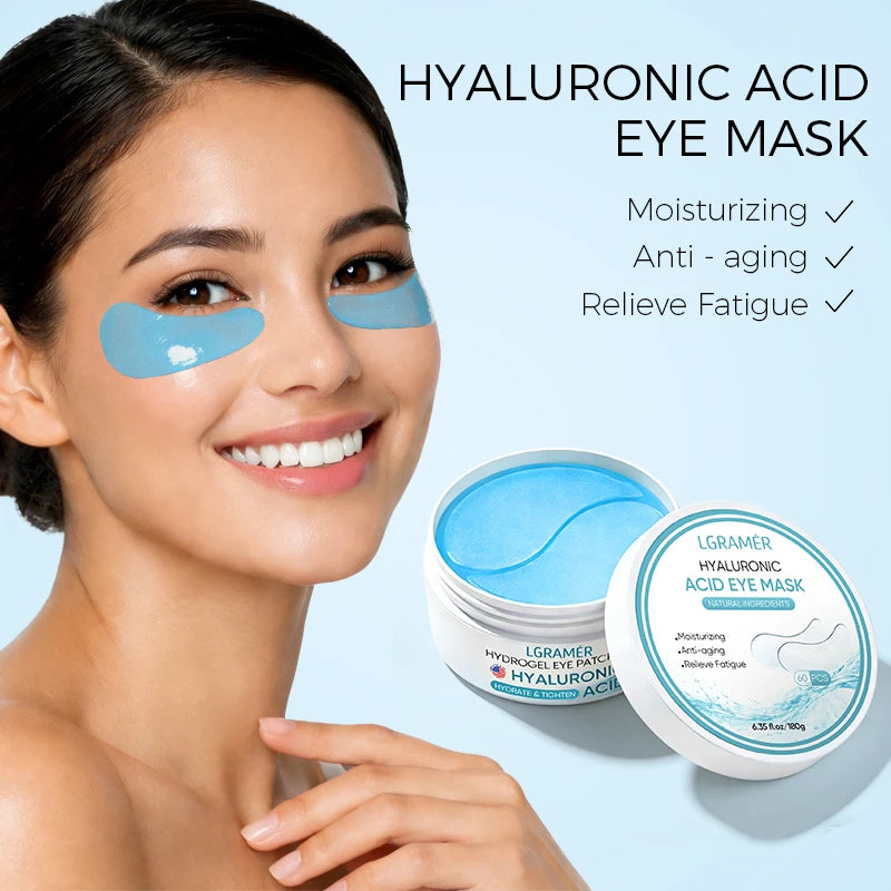 60PCS Collagen Gel Eye Patches with Hyaluronic Acid, Hydrating Under Eye Mask for Puffy Eyes, Dark Circles, Eye Bags & Fine Line