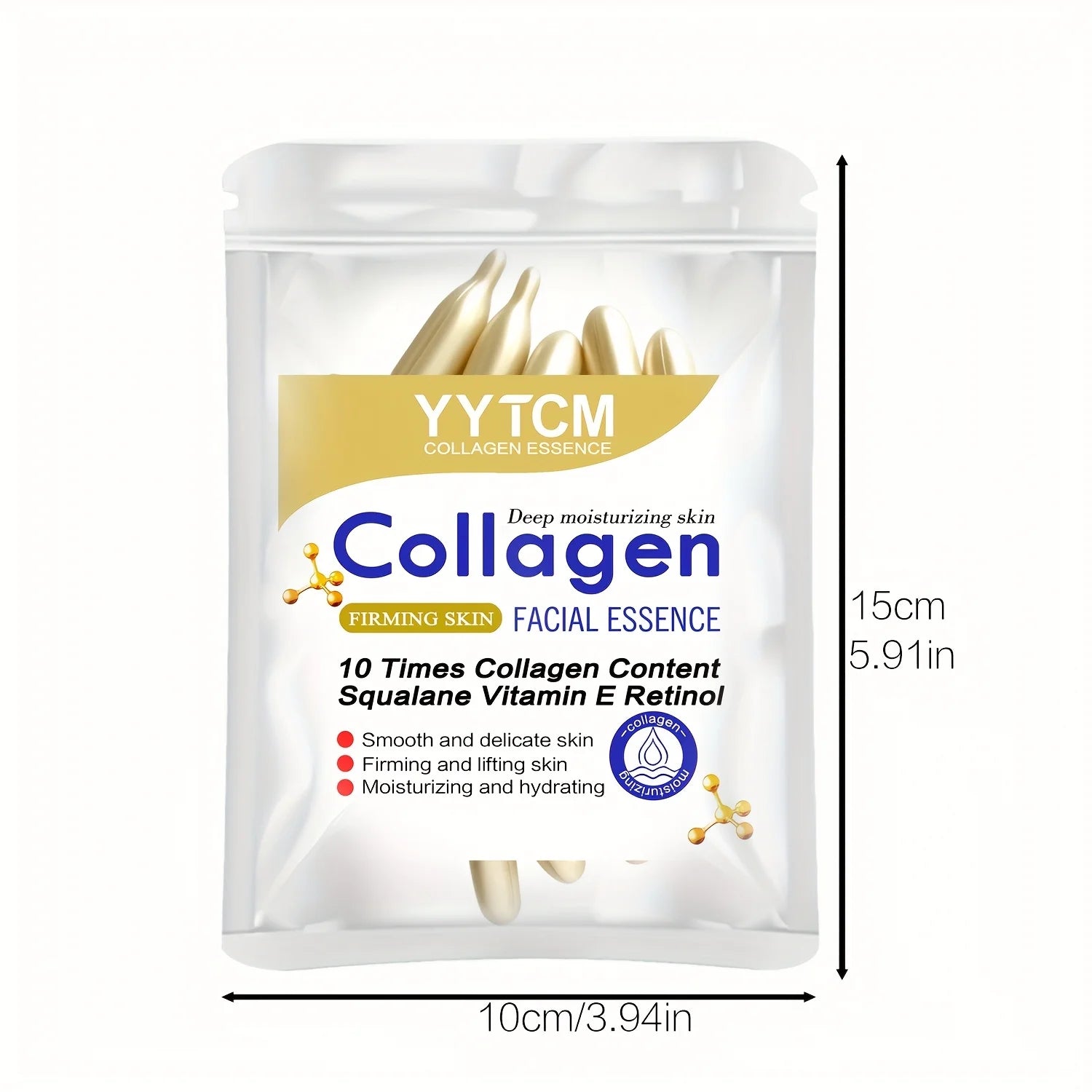 Collagen Firming Capsule Serum, moisturizes and hydrates for smooth skin, contains plant-based squalane, retinol, and vitamin E for deep hydration (0.4g x 30 capsules)/bag - 1 bag