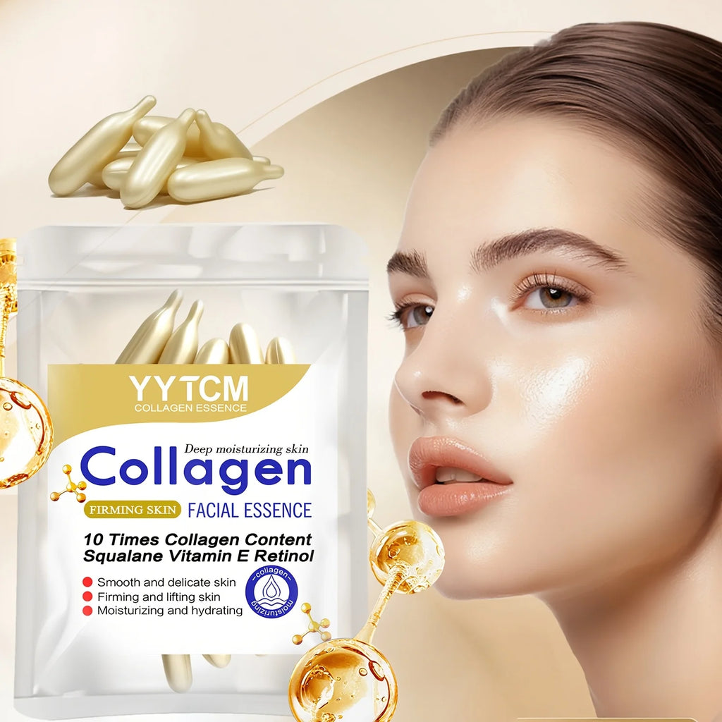 Collagen Firming Capsule Serum, moisturizes and hydrates for smooth skin, contains plant-based squalane, retinol, and vitamin E for deep hydration (0.4g x 30 capsules)/bag - 1 bag