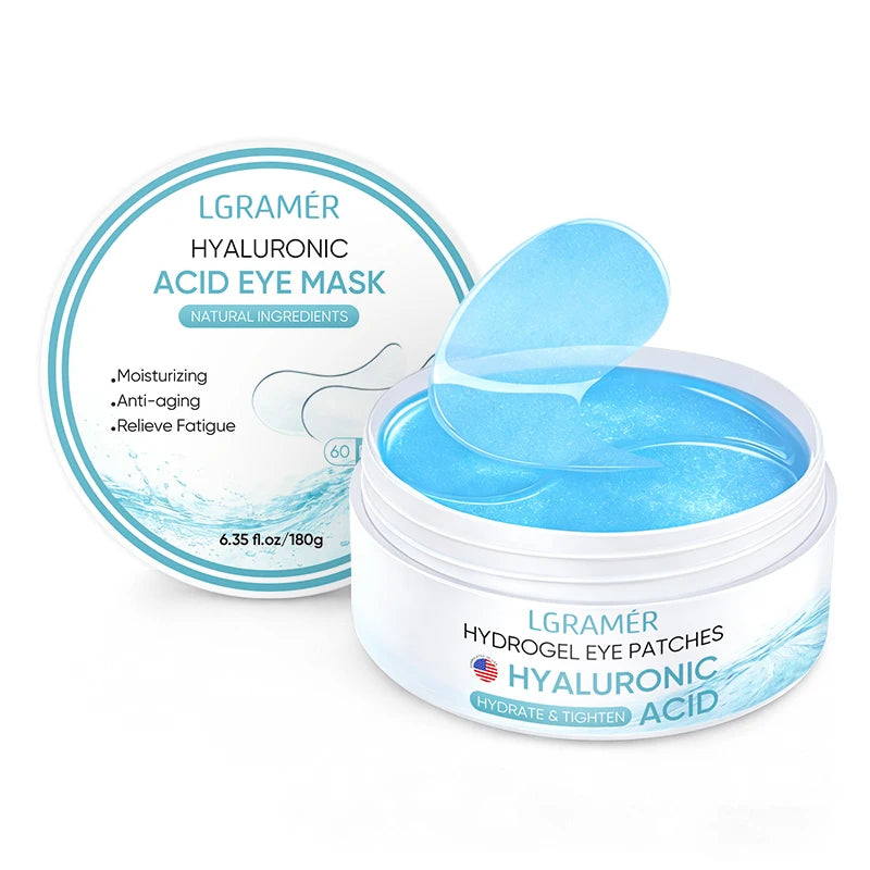 60PCS Collagen Gel Eye Patches with Hyaluronic Acid, Hydrating Under Eye Mask for Puffy Eyes, Dark Circles, Eye Bags & Fine Line