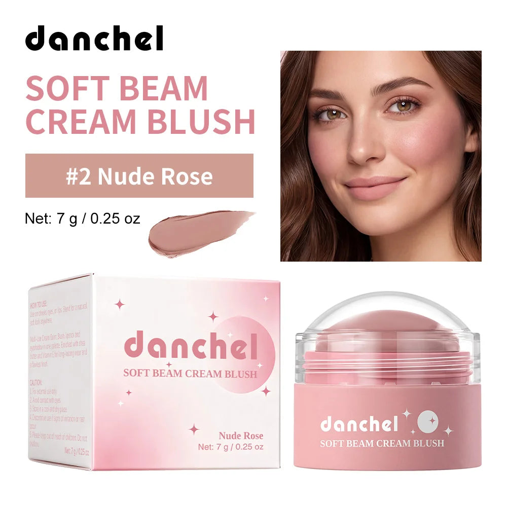 Soft Cream Blush Makeup Long-Wearing Smooth Creamy Texture Pigmented Multi-Use Blushes for Cheek Lips Eyes Cosmetics Natural Fin