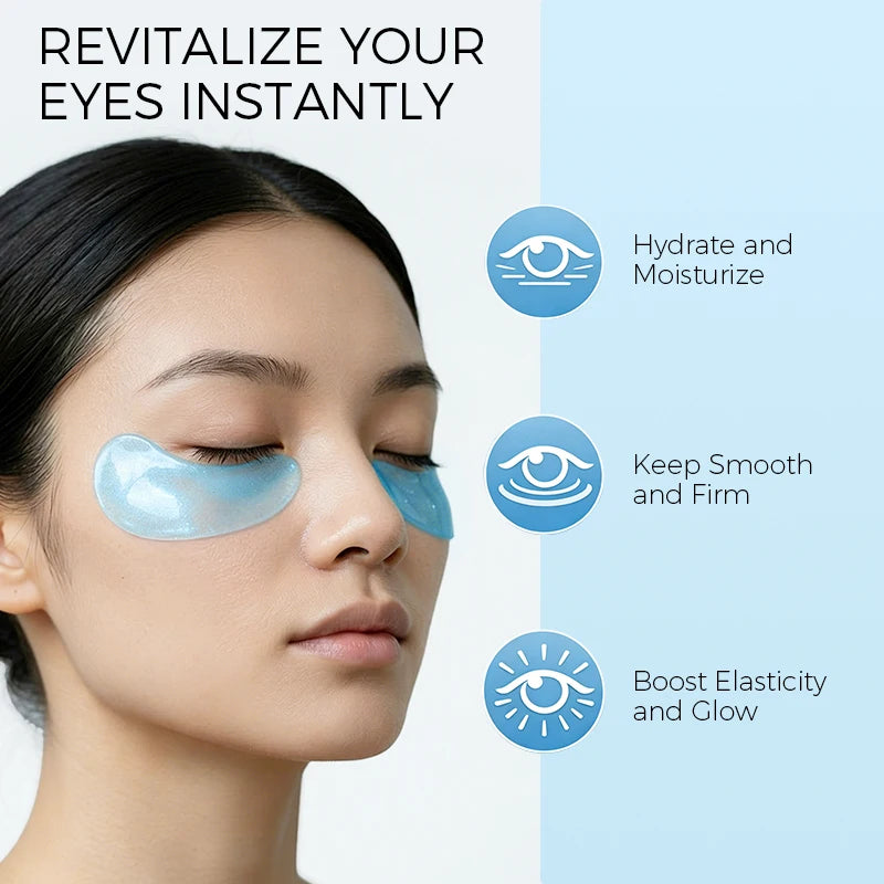 60PCS Collagen Gel Eye Patches with Hyaluronic Acid, Hydrating Under Eye Mask for Puffy Eyes, Dark Circles, Eye Bags & Fine Line