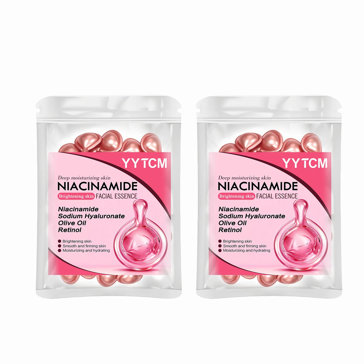 Niacinamide Facial Essence Capsules, Containing Retinol, Olive Fruit Oil, Gardenia Extract, Brighten Skin Tone, Moisturize and Hydrate, Smooth and Refine Skin (0.5Gx30 Capsules)/Bag-1 Bag