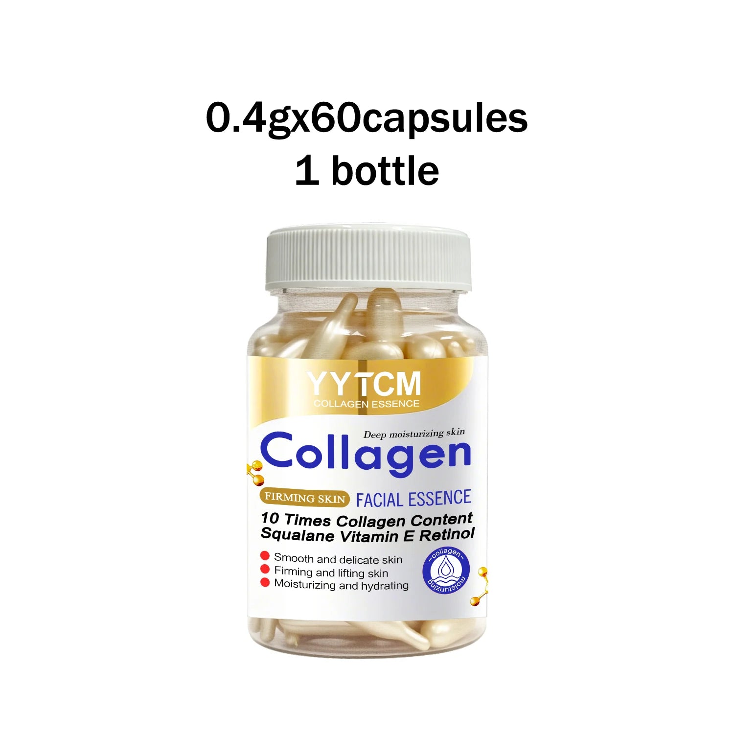 Collagen Firming Capsule Serum, moisturizes and hydrates for smooth skin, contains plant-based squalane, retinol, and vitamin E for deep hydration (0.4g x 30 capsules)/bag - 1 bag